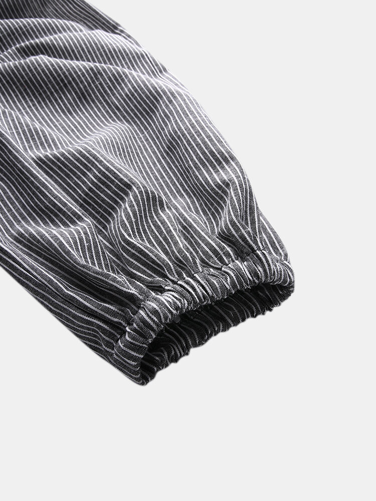 Striped Adjustable Shoulder Strap Loose Jumpsuit With Pocket