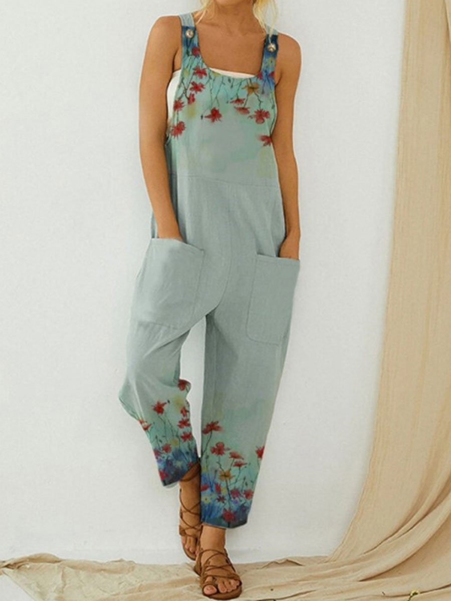 Loose Flowers Print Jumpsuit