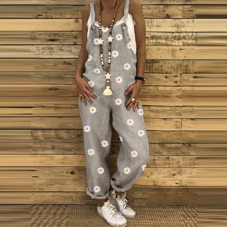 Ladies Daisy Print Casual Jumpsuit