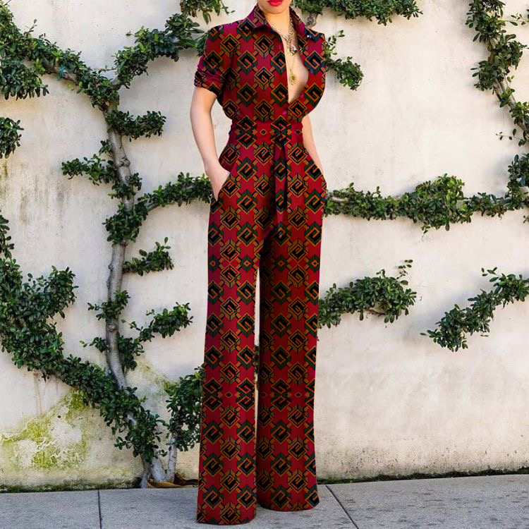 Fashion art print women's jumpsuit