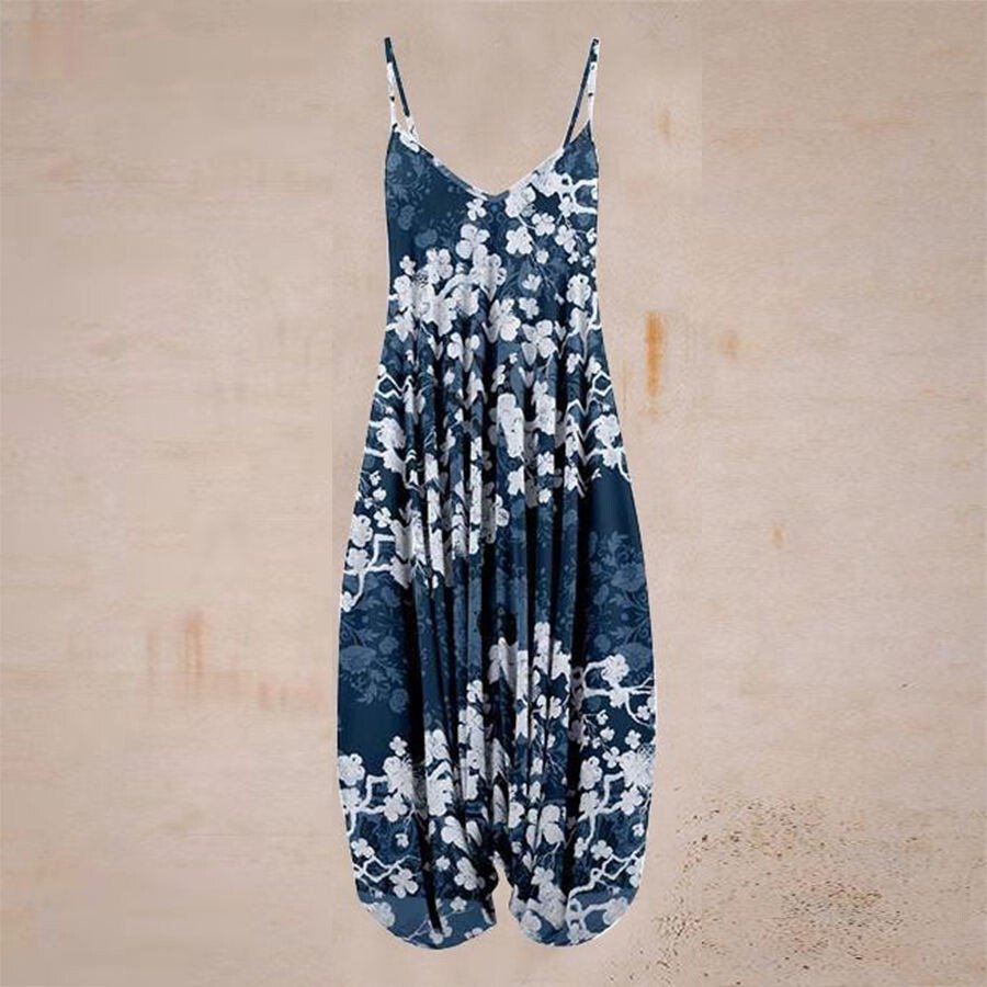 Flower Ethnic Print Harun Suspender Pants