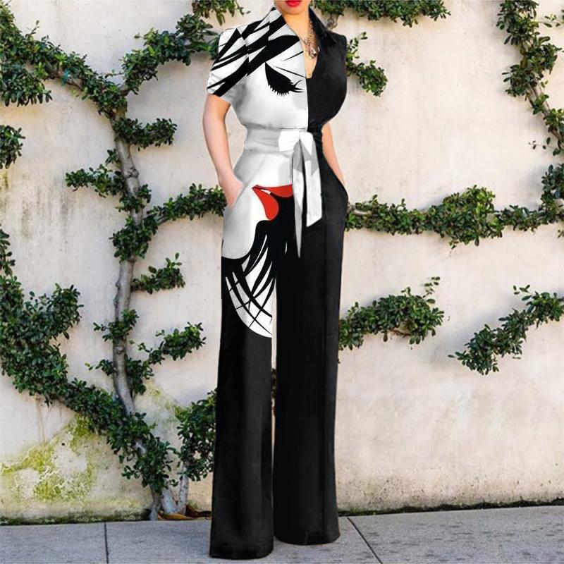 New Fashion Abstract Art Print Jumpsuit