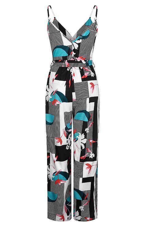 Floral Print Bleted Slip Jumpsuits