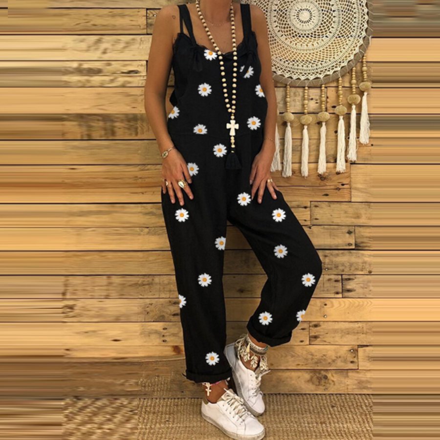 Ladies Daisy Print Casual Jumpsuit