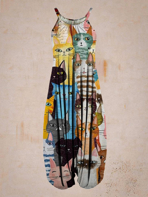 Cute Cat Harem Jumpsuit